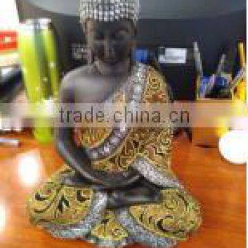 Meditating Monk Figurine with SILVER HAIR