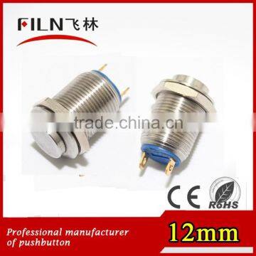12mm High Flat Metal Red Led Momentary 120v Push Button Switch photo-2