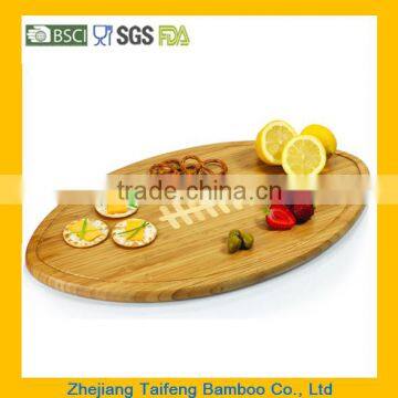 15x8.75" Sport Pro Football Shaped Bamboo Cutting Board & Serving Tray