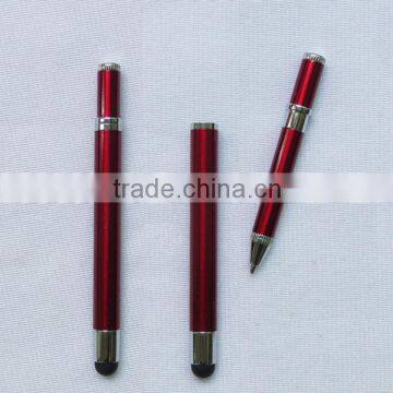 red color 2 in 1mini metal ballpoint pen with stylus touch screen pen