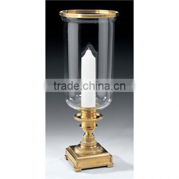 Brass and Glass Candle Holder, Hurricane Candle Holder, Table Center Piece