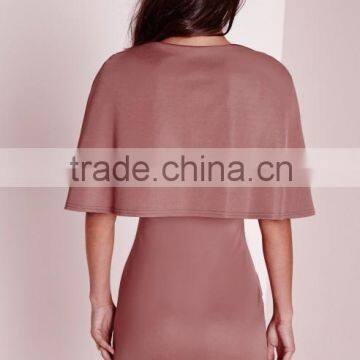 Fashion Sexy Women Cape Dress In One Piece Rose Pink photo-5
