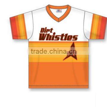 Custom Sublimated Half Sleeves O-Neck Dirt Whistles Baseball Jersey/T-Shirt made of Moisture Wicking Cool Polyester fabric