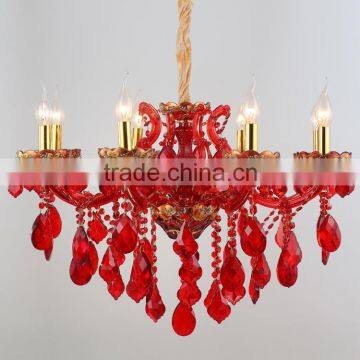 9 Lights Orange Colored Modern Led Crystal Chandelier for Home photo-5