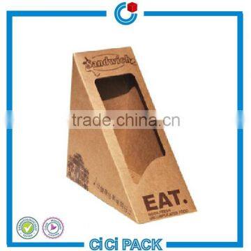 wholesale recyclable brown kraft paper cardboard food box with clear window for sandwich packaging                        
                                                                                Supplier's Choice