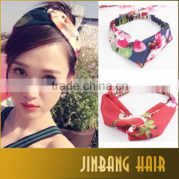 Ethnic Floral Wide Stretch Girl Yoga Hairband Fabric Hair bands headband Turban Twisted Knotted Head wear