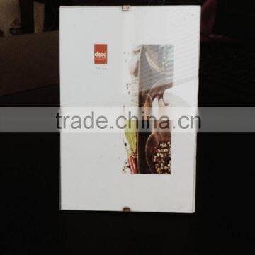 Clip snap frameless glass photo frame with large foam corners for table or wall hanging