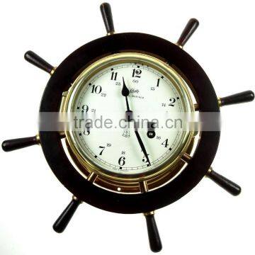 NAUTICAL SHIP WHEEL WALL CLOCK - WOODEN WALL CLOCK 2037