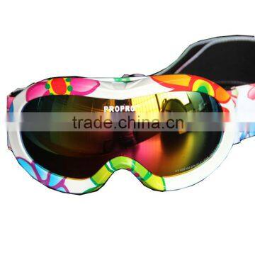 Custom Multi Color Frame Child & Kids Ski Goggles Anti Fog Snow Goggles Double Lens and UV Eyes Protective