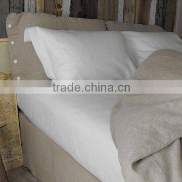 Plain white natural linen bedding sets