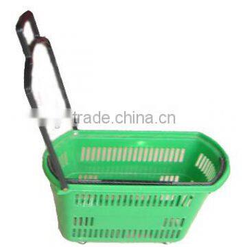 Blue plastic shopping basket