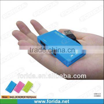 Forida usb2.0 combo 2 port USB 2.0 hub & SD/TF card reader