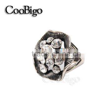 Fashion Jewelry Rhinestone Flower Ring Vantage Style Women Party Show Gift Dresses Apparel Promotion Accessories