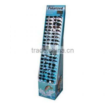 Retail Corrugated Cardboard Supermarket Floor Display, POP Advertising Sunglasses Display Rack