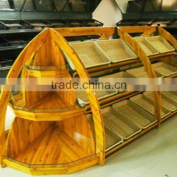 AL-SM055 Supermarket Vegetable/ Fruit /cake Wood Display Shelves Hot Sale Supplier's Choice photo-5