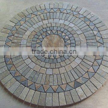 round multicolor flooring Mosaic tile flower patterns with mesh back, Mosaic patterns,wall panel