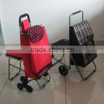 Folding shopping trolley bag with chair