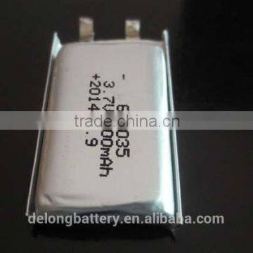 li-polymer battery 3.7v with 400mah smart rechargeable li-polymer battery 602035