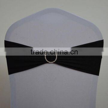 Spandex chair sash/spandex band with metal round rhinestone buckle for weddings