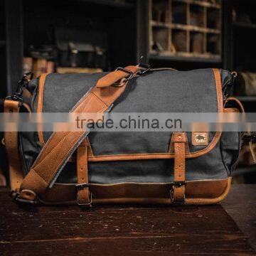 hot sale mens messenger bag waxed canvas and leather