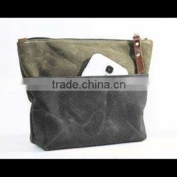 Custom high quality waxed canvas zippered pouch