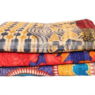 Wholesale Kantha Quilt Indian Throw kantha sari Vintage sari Patchwork Quilt in Twin, Queen sizes