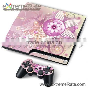 Multi-Printing Pink Flower SKIN STICKER For PS3 Slim Console Controller