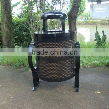 Powder Coated Metal Outdoor Dustbin With Ashtray photo-2