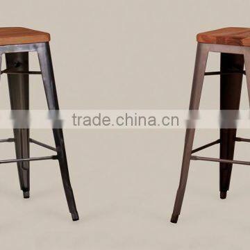 Vintage Industrial Stripped and Polished Meta French Style Cafe Bar Stool photo-4