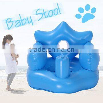 comfort and portable novelty inflatable little arm chair baby stool in blue