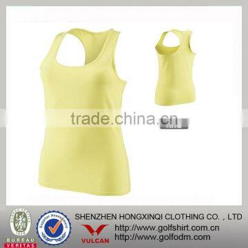 Bright Yellow Color Dri Fit Women Custom Sports Singlets