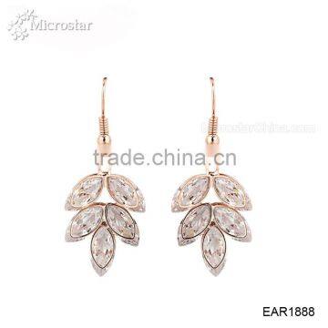 2015 Fancy Leaf Shape Hanging Diamond Wedding Earring