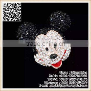 White & Black Crystal Animal Mickey Mouse Brooch For Child Clothes