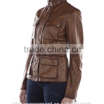 Stylish Cognac Leather Jacket Women photo-5