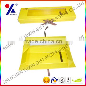 cardboard paper packaging box flat packaging box hair extension packaging box paper window box with ribbon folding packaging box