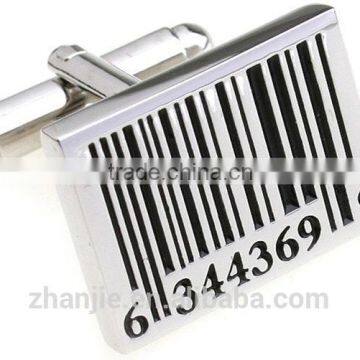 Fashion Cheap Bar Code Stainless Steel Cuff Links