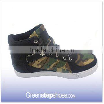 High Top Sneakers Army Green Canvas Men Casual Boots photo-3