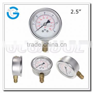 High quality stainless steel 2.5 inch fitting mechanical oil pressure gauge