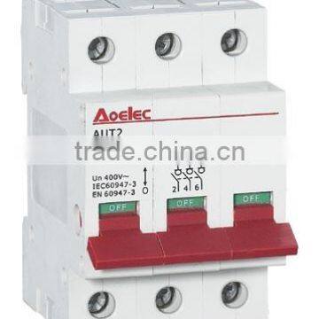 AUT2 din rail mounting Semko certificate three-phase isolation switch