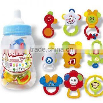 9 pcs fancy feeding-bottle baby rattle toys baby hand bell baby toys