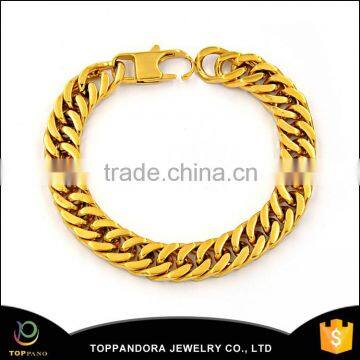 Unique Shiny And Brushed Men 316L Stainless Steel European gold chain Bracelet