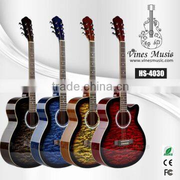 Made in China 40 Size Ripple Pattern Colour basswood acoustic folk guitar