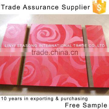 1220*2440mm*15mm red rose design Supermarket Display Slatwall Panels