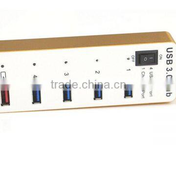 Aluminum Alloy USB 3.0 4 Port Hub Power + 1A Charging Port With Master Power Switch photo-4