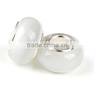 Large hole European gemstone cat eye beads