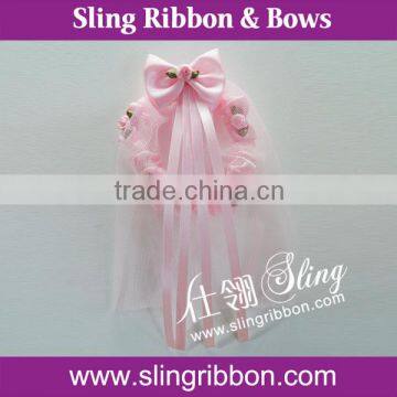 Pink Ribbon Trims With Butterfly Flower Wholesale