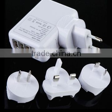 4 Port USB EU/AU/US/UK AC Adapter Plug Travel Charger / convertible plug charger / USB adapter