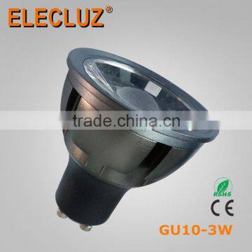 Deledz gu10 led dimmable 3W spotlight led ac100-240v 45 degree beam angle gu10 led spotlight EXW price 1 year warranty