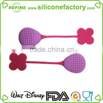 Existing molds! 2015 Food grade eco-friendly Silicone Stawberry Shape Tea infuser with cup lid