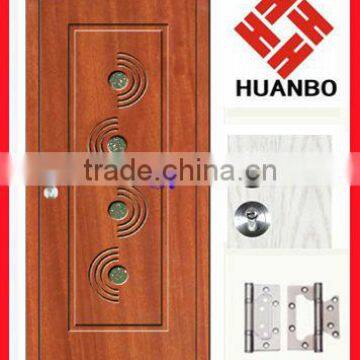 2016 modern design wood carved decorative door with different glass